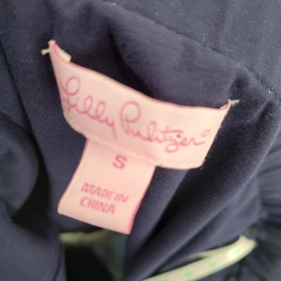 Lilly Pulitzer Athens Tide Blue Hollar For a Dollar Eyelet Chambray Dress Small - Picture 6 of 10